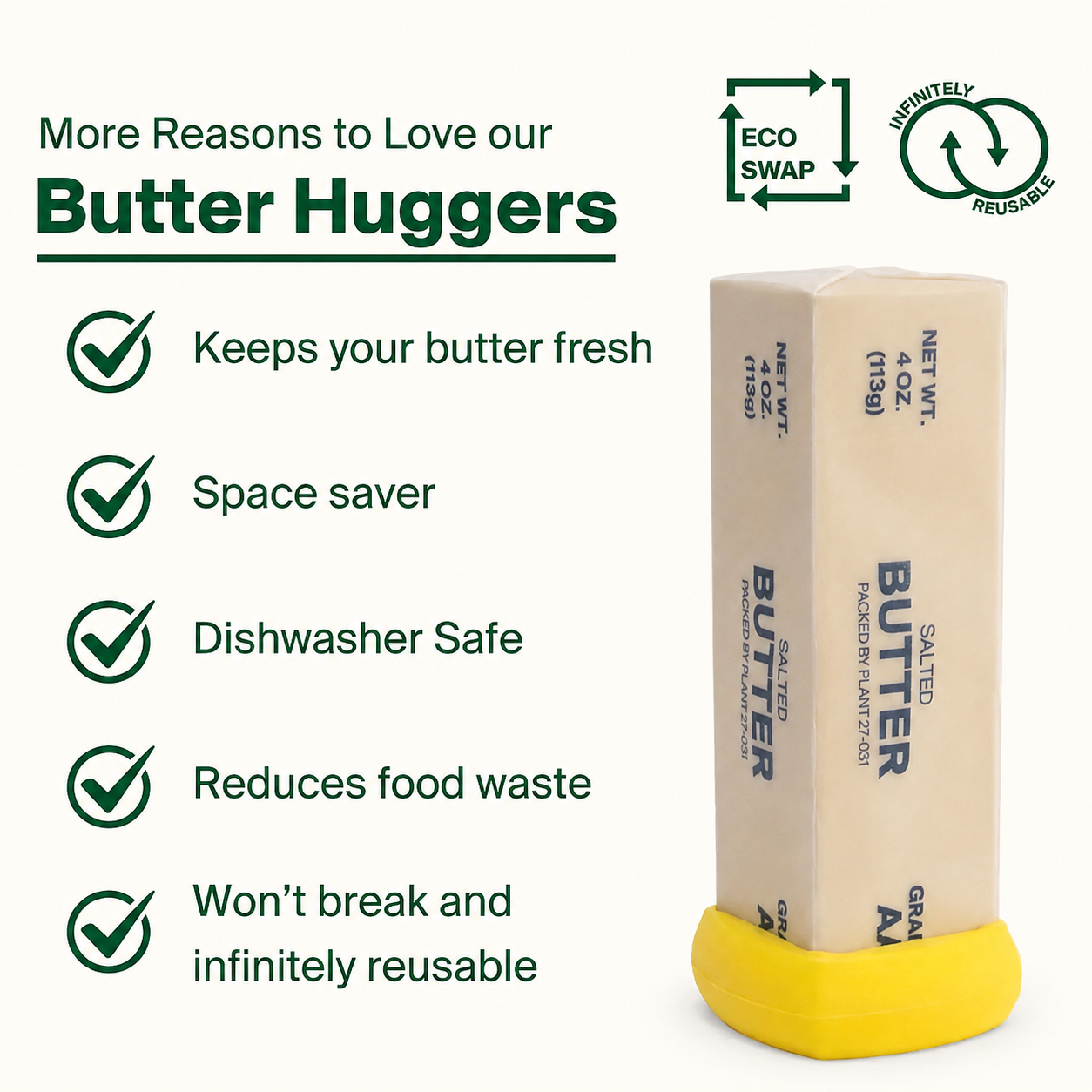 Food Huggers - Reusable Silicone Butter Saver – Yellow