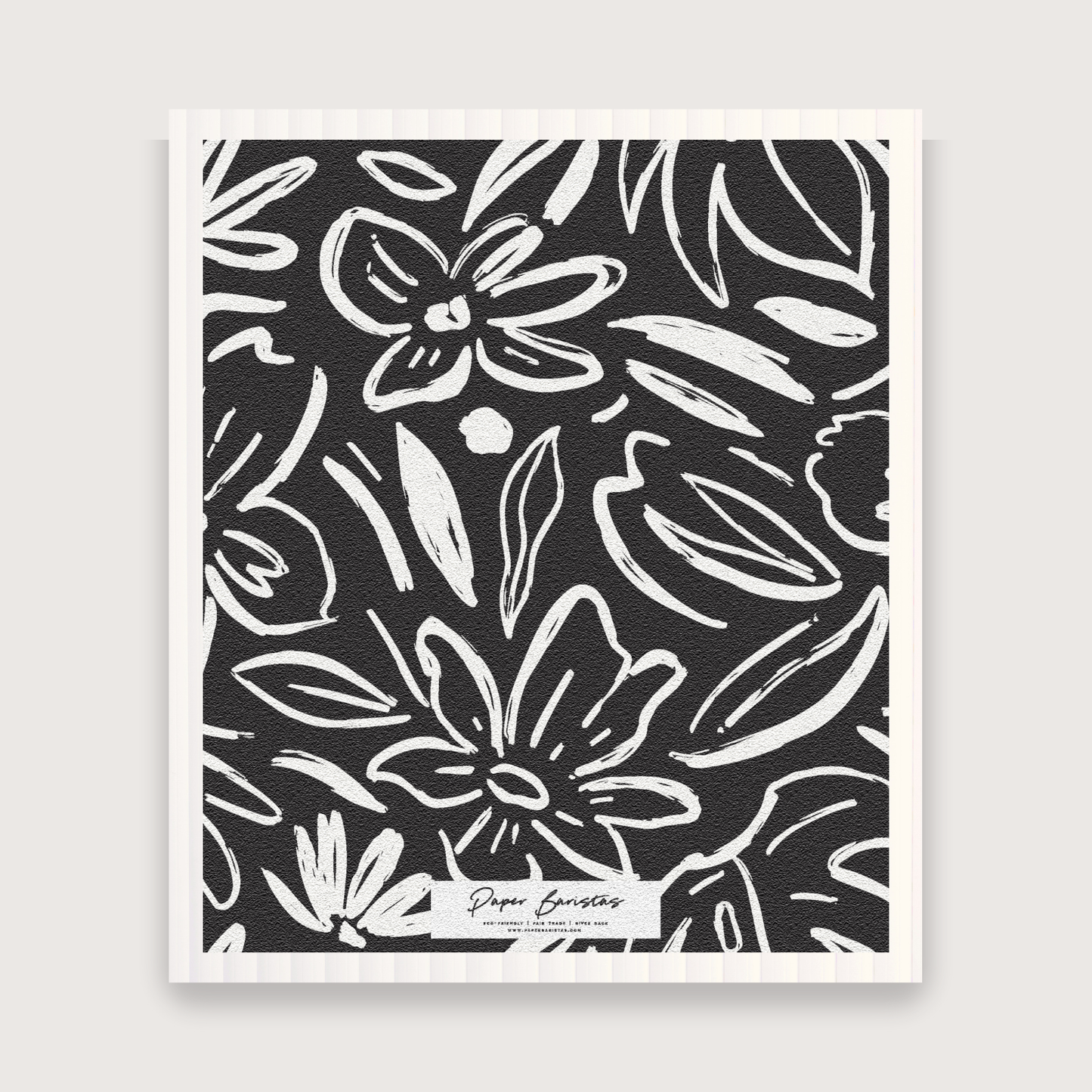 Paper Baristas - Set of 3 Swedish Dishcloth: Earthy Florals Black