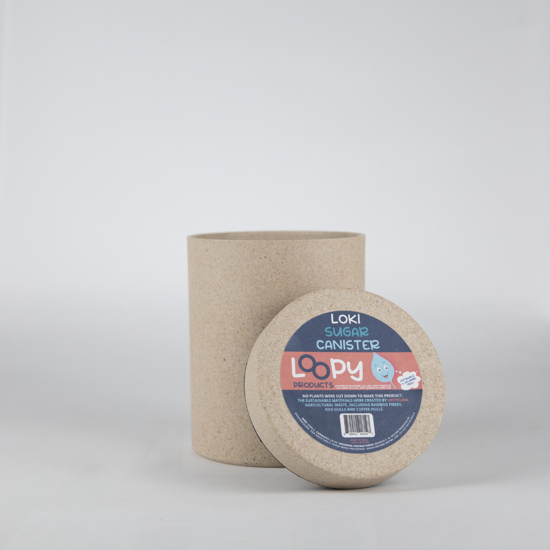 Loopy Products - Sustainable Small Bamboo Sugar Canister Seashell Color 24 oz