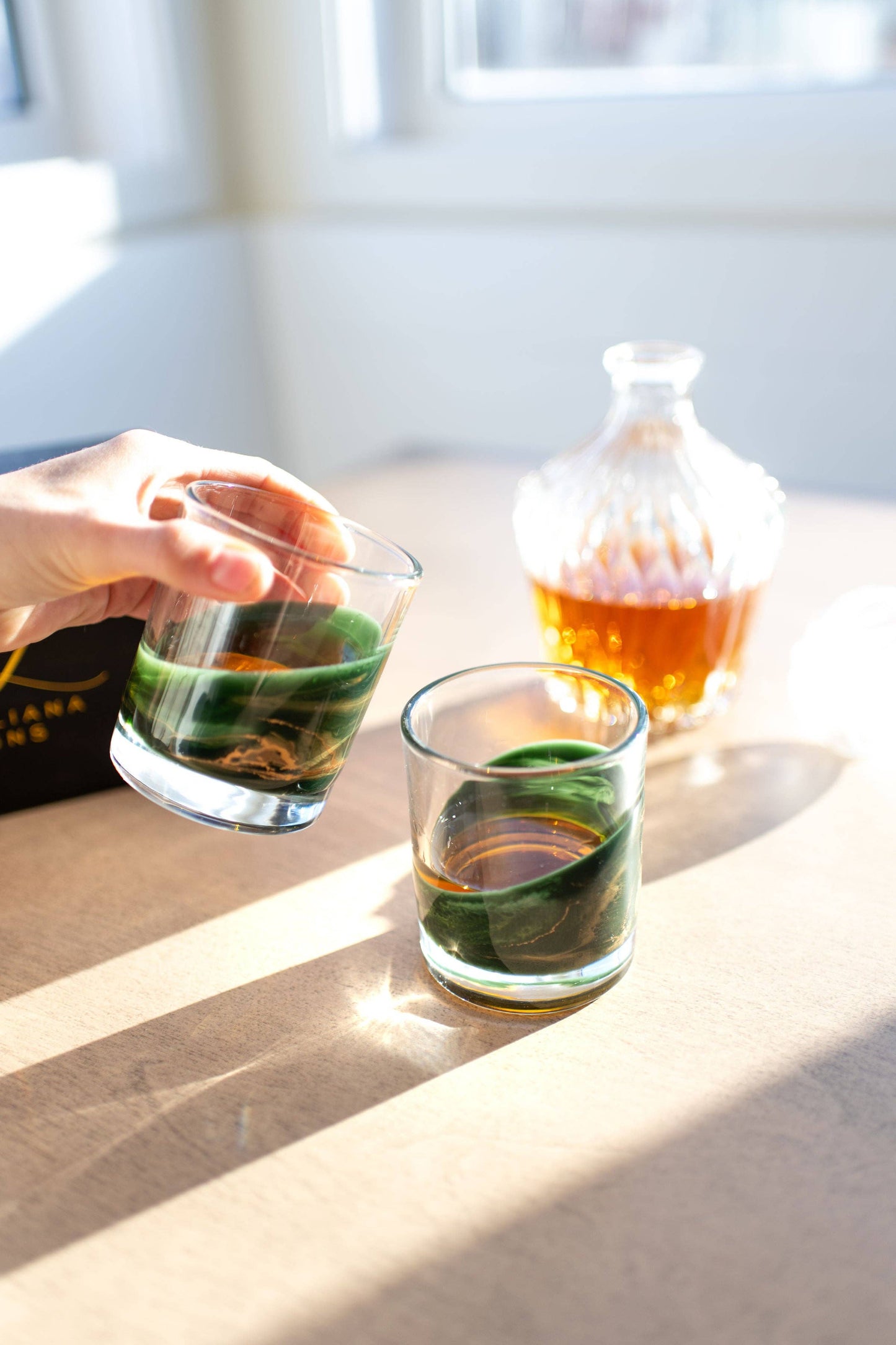 Resin Accented Whisky Glasses-Price is per glass -NO TARIFFS