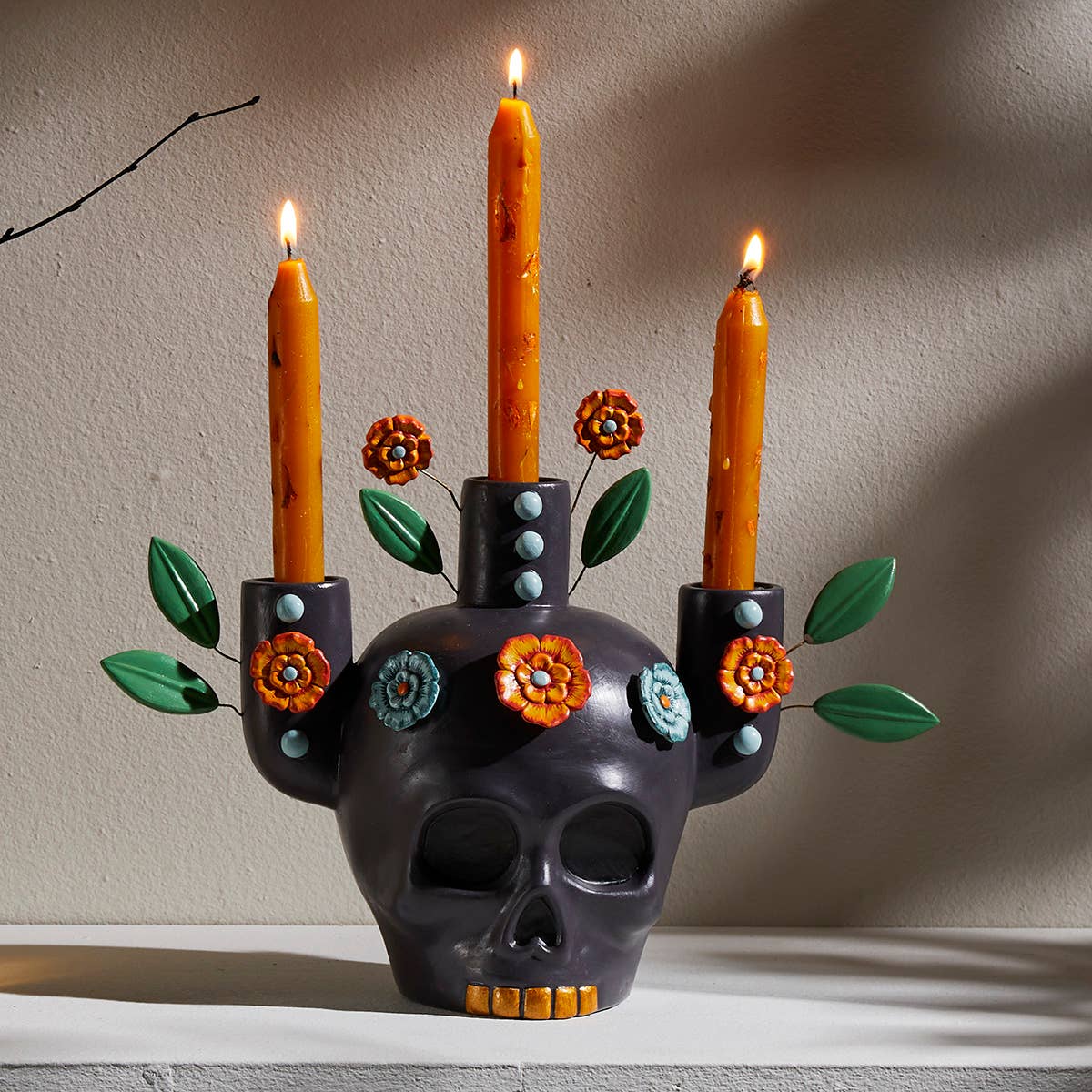SERRV International - Floracion Skull Candelabra