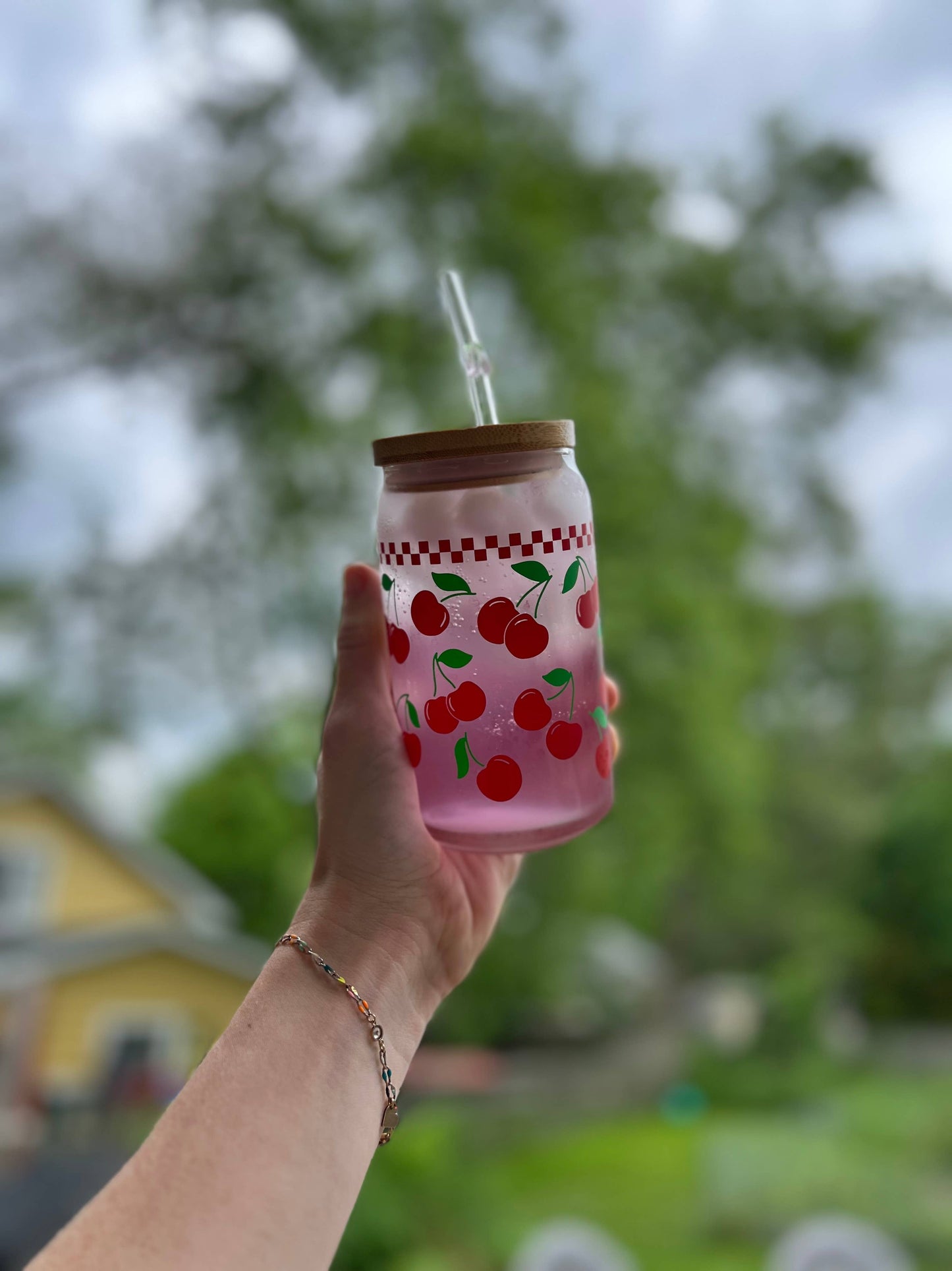 Uplifter Sticker - Cherry cup cherries Glass can 16 oz