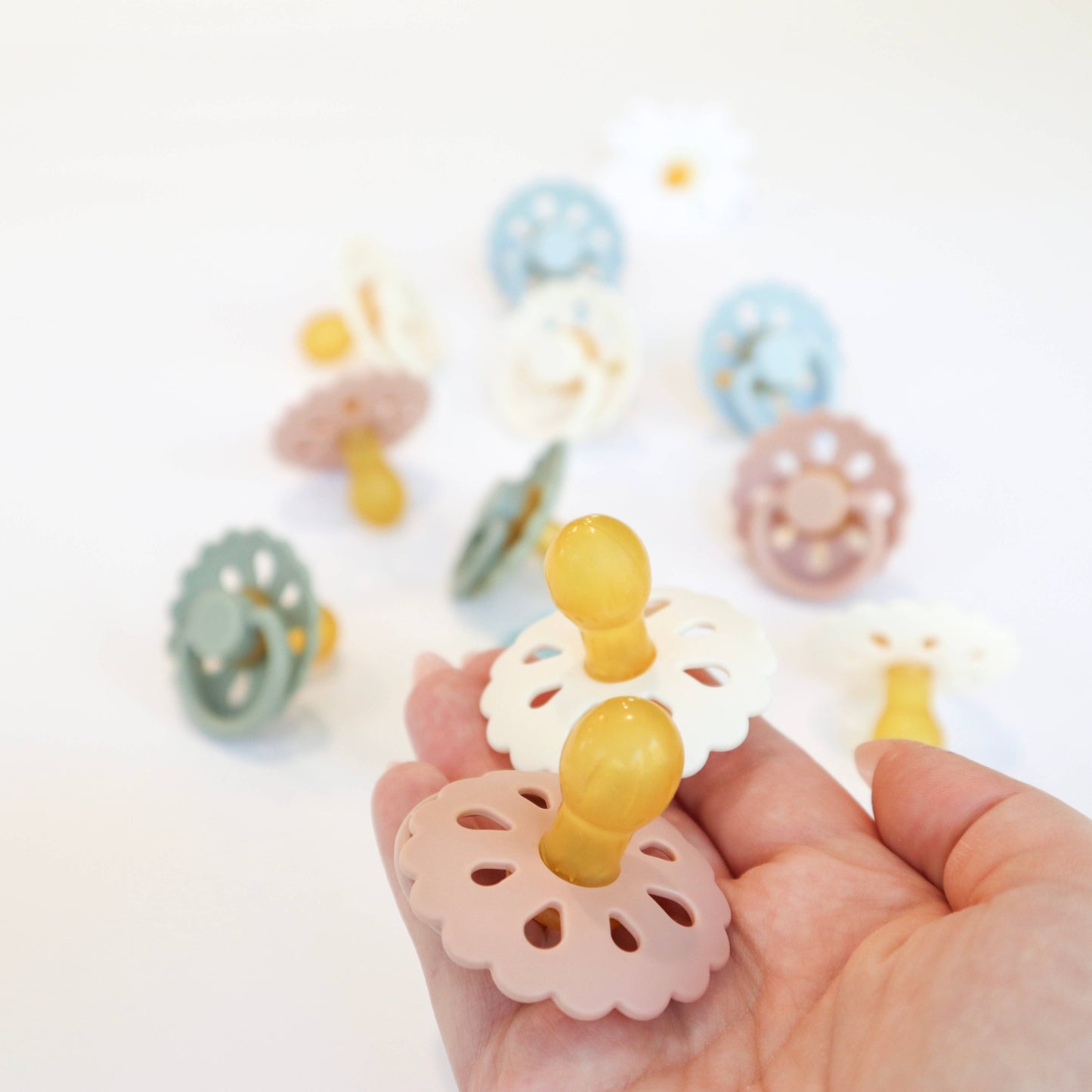 Natural Latex Pacifiers - Size 2 (6-18M) Blush & Cream