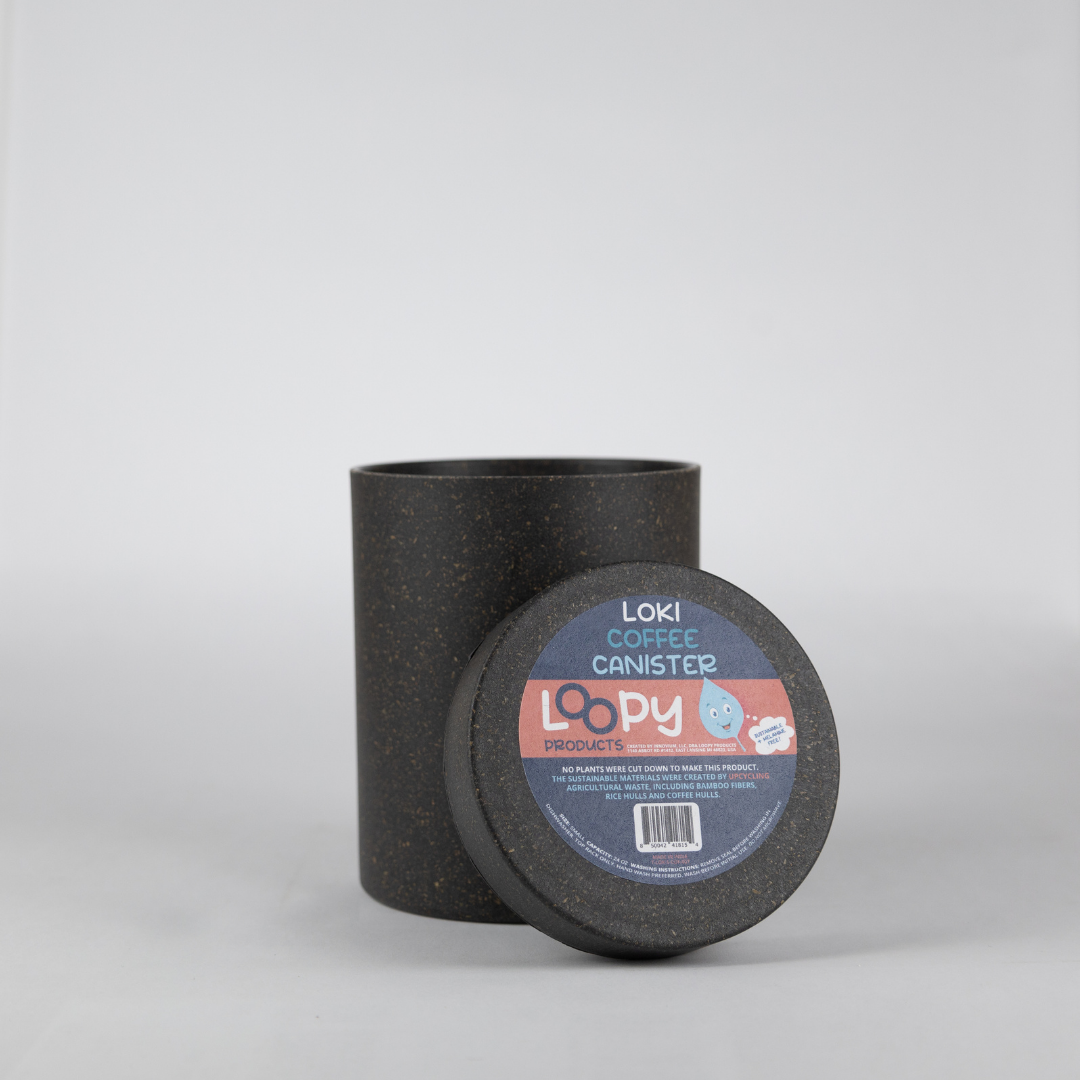 Loopy Products - Sustainable Bamboo Small Coffee Canister Carbon Color 24 Oz