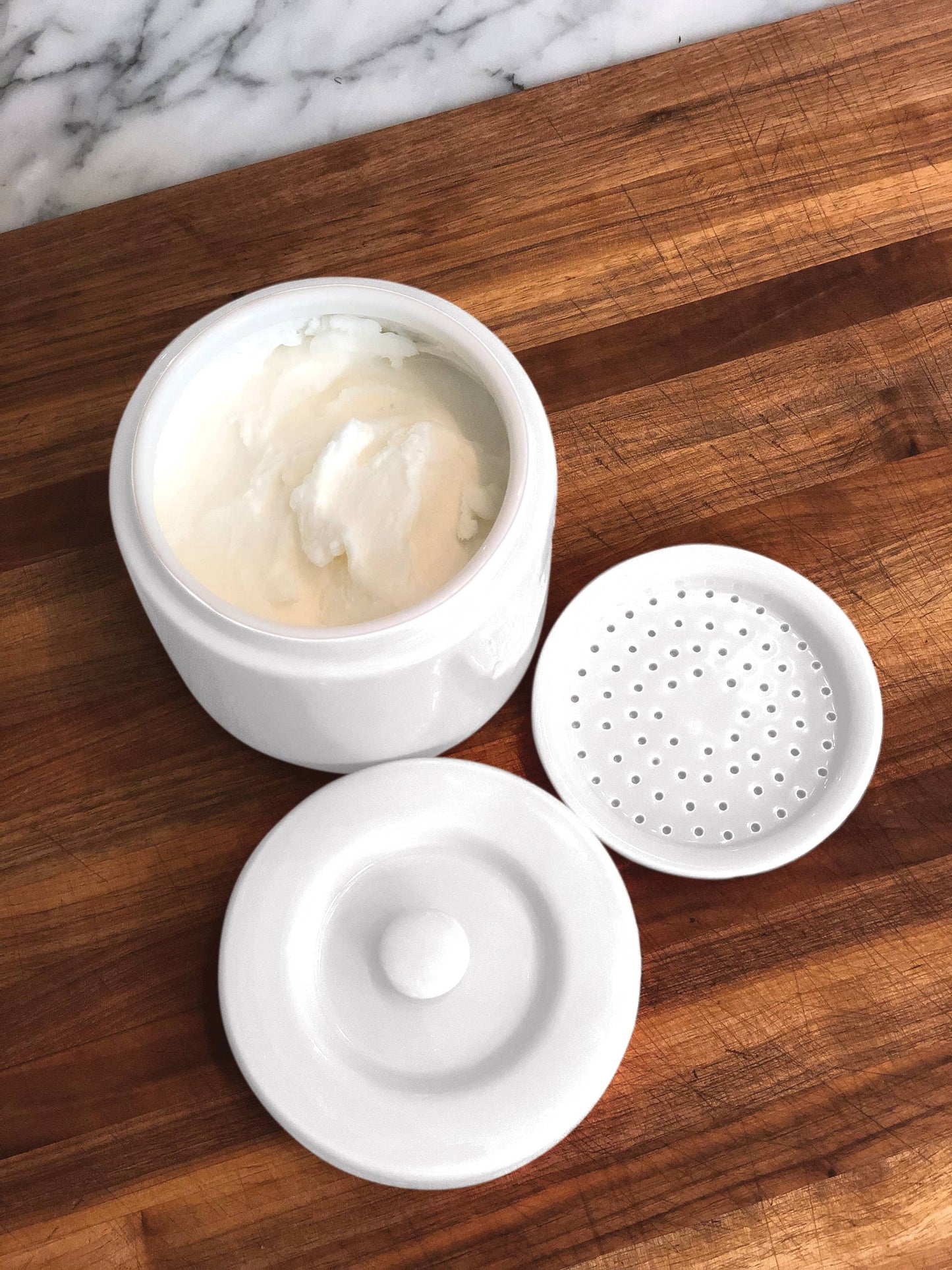 Fox Run Brands - Fox Run Porcelain Grease Container, White, 5" x 5" x 5"