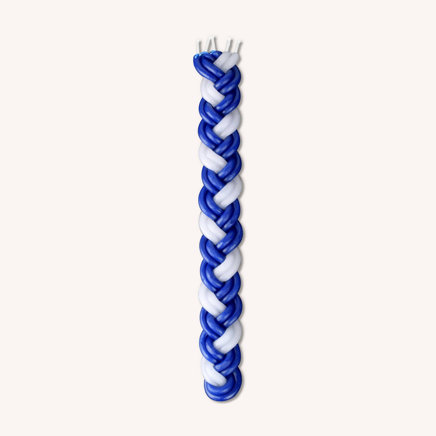 Ner Mitzvah - Large Braided Havdalah Candle - Flat - Blue & White