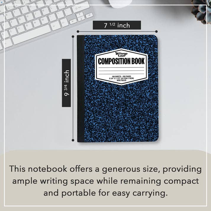 Three Leaf 100 Ct,Color Composition Notebook, CR(Pack of 48)