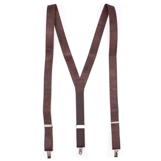 Brown Adjustable cork straps men's SUSPENDER L-542-D