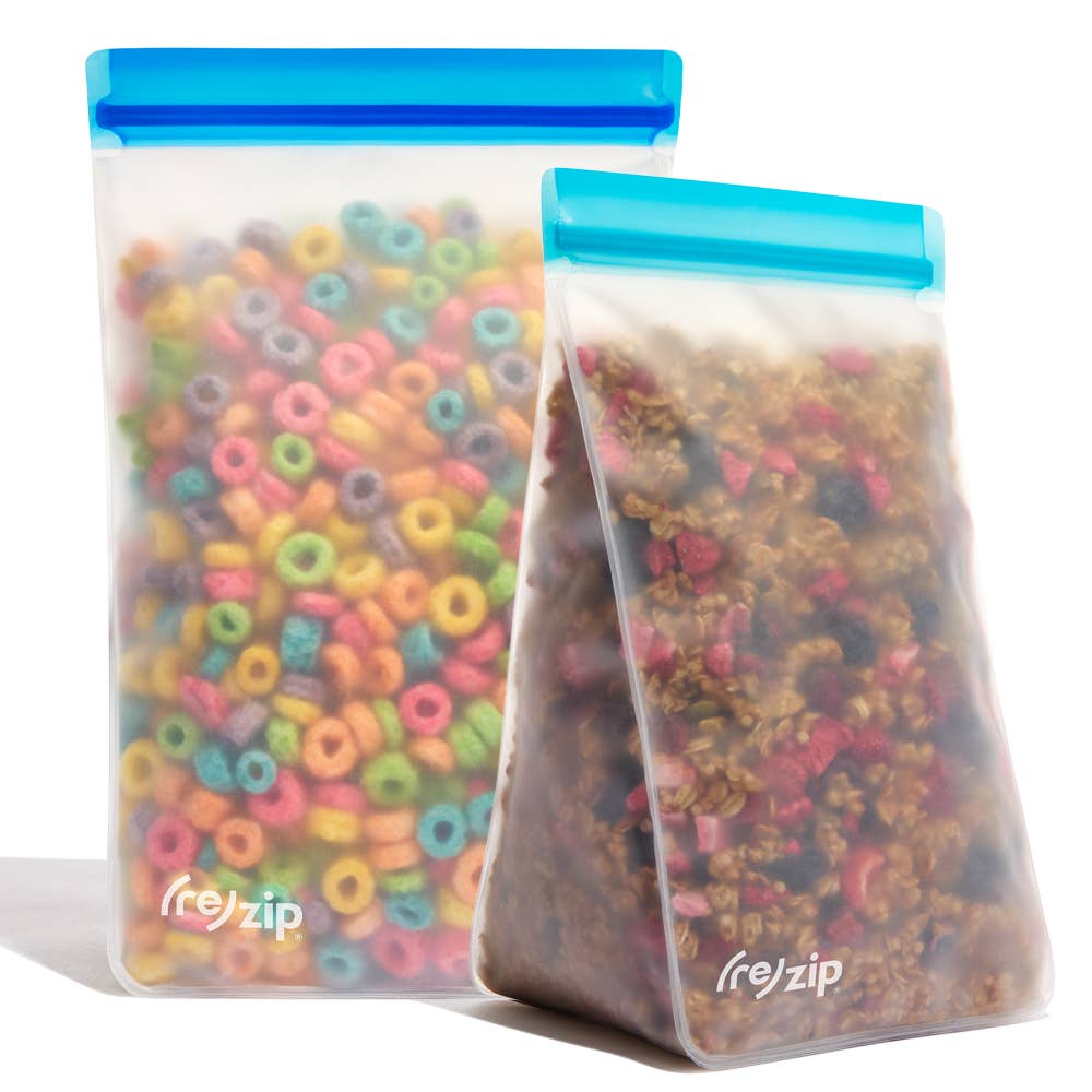 Reusable Stand-Up Snack and Chip Pantry Bags- 2 Piece Sets