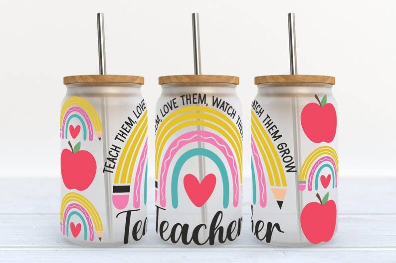 Teach Them Love Them Watch Them Grow - 16oz Frosted Glass 