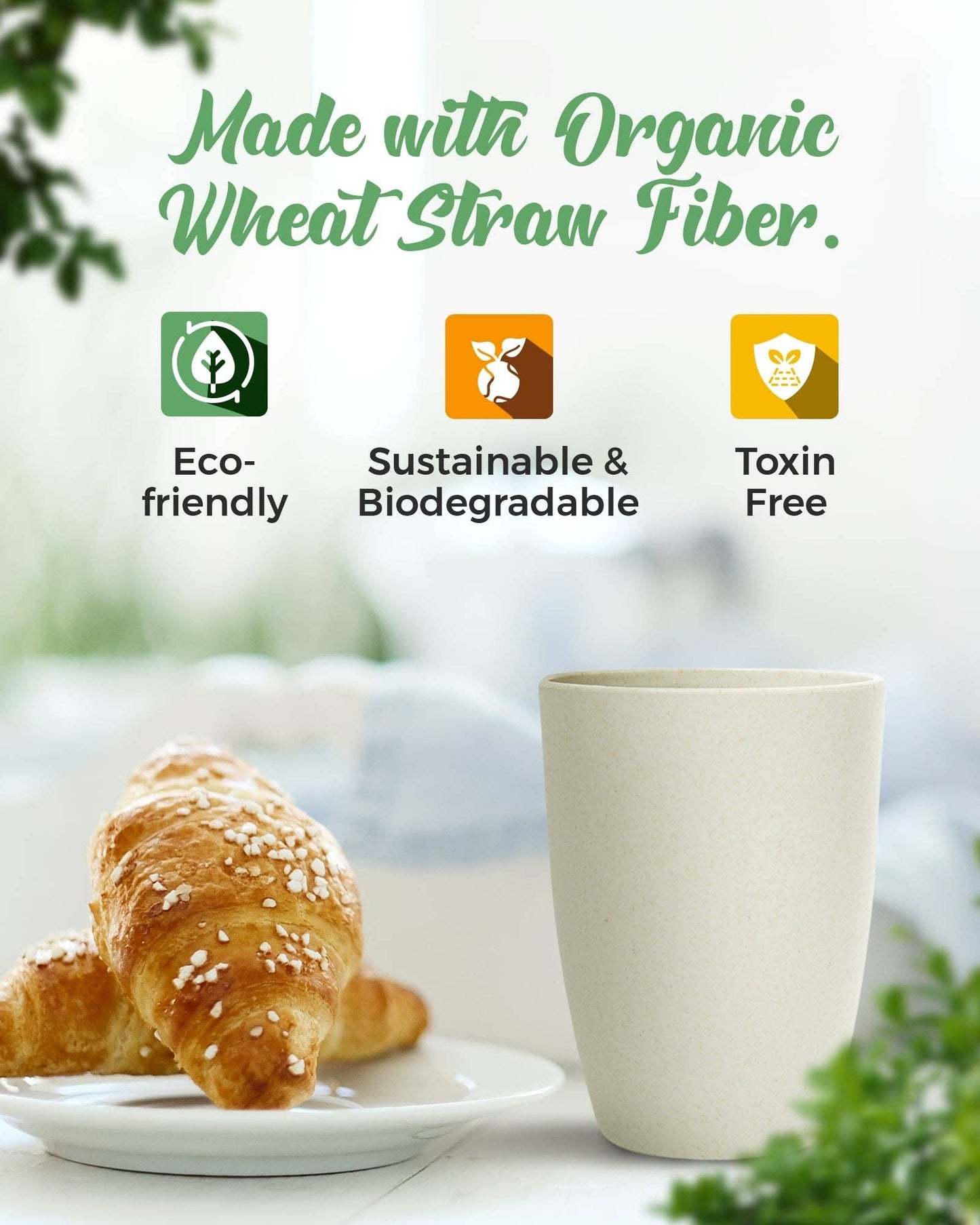 Greendish - Eco-Friendly Wheat Straw Drinking Cups Sets Lightweight