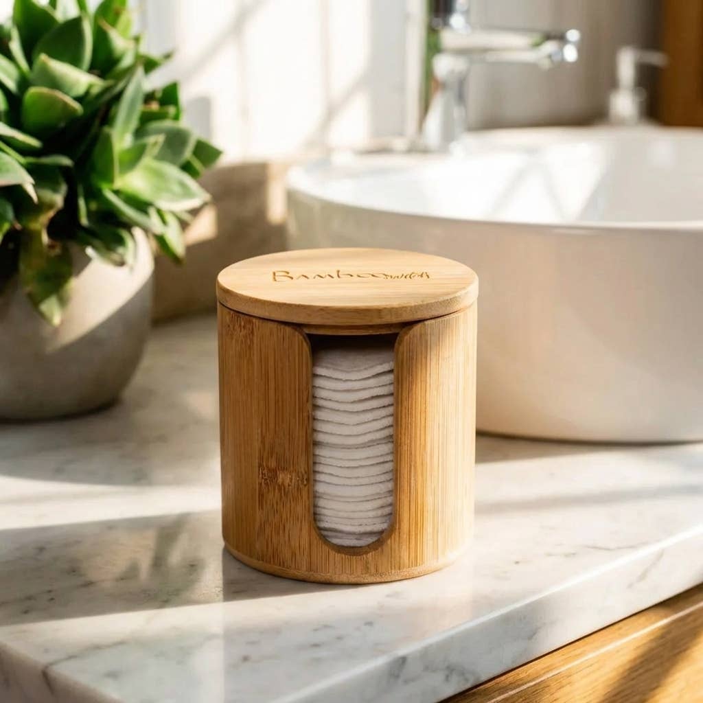 Bamboo Facial Rounds Holder | Earth Day Bestseller