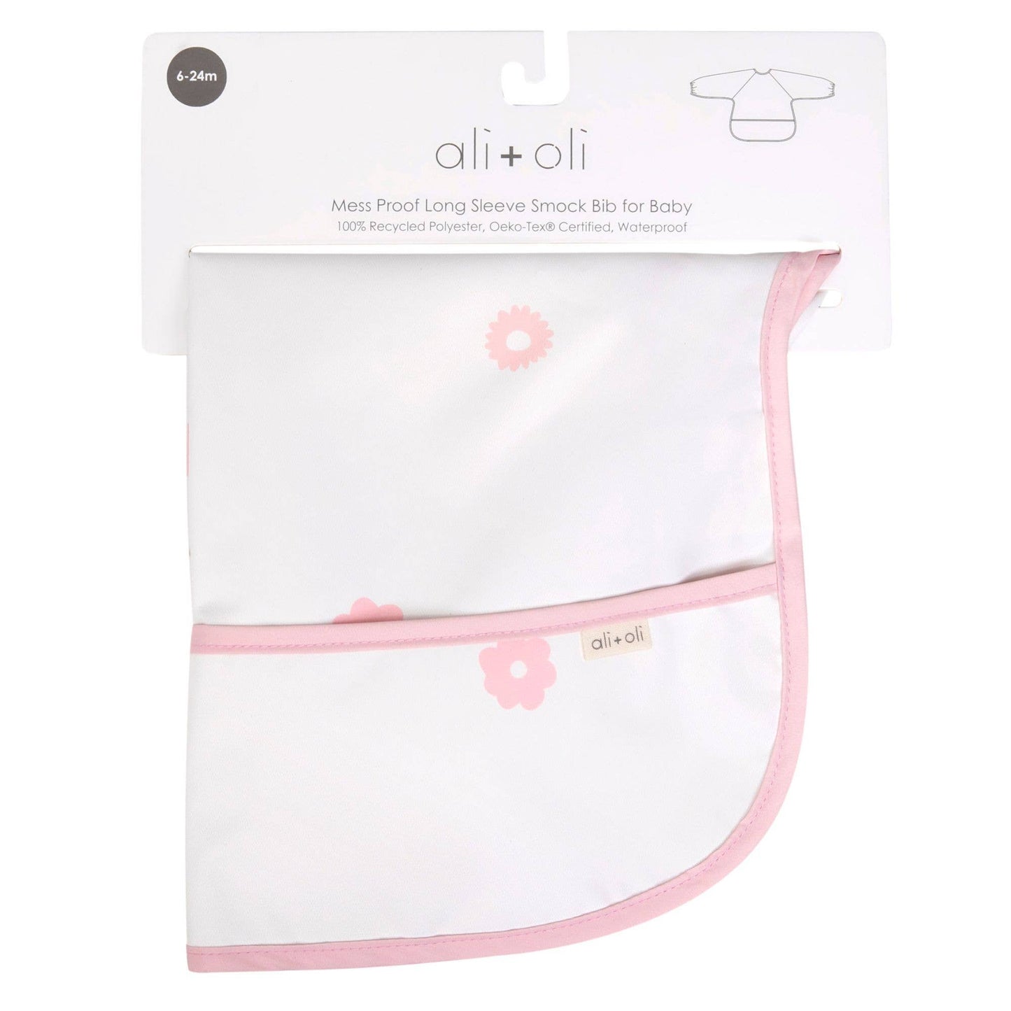 Ali+Oli - Smock Bib for Baby & Toddler Long Sleeve (Pink Flowers)
