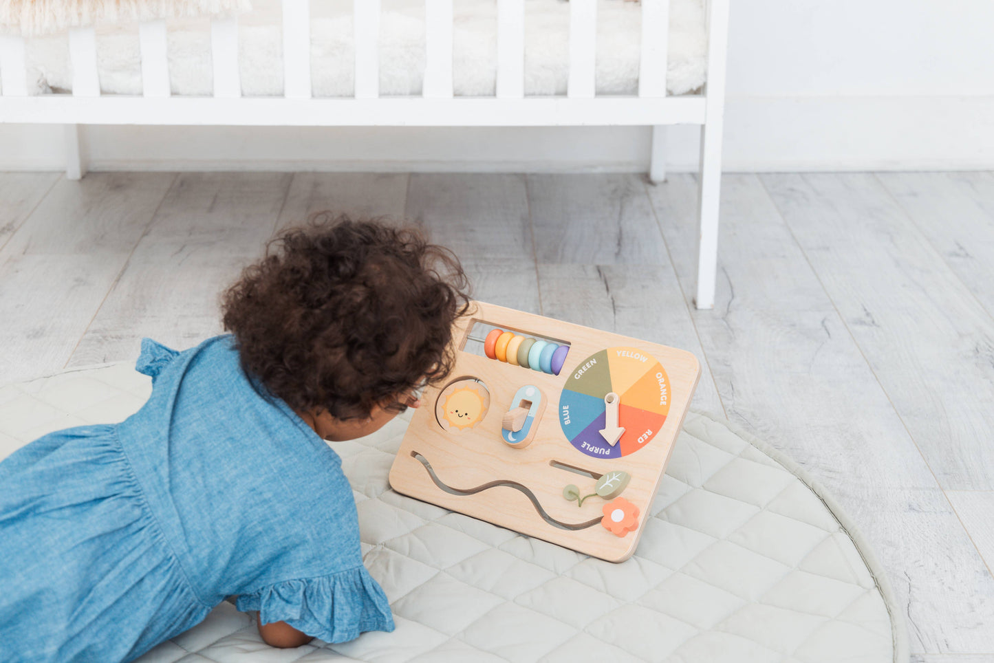 Pearhead - Wooden Busy Board, Montessori Interactive Activity Board