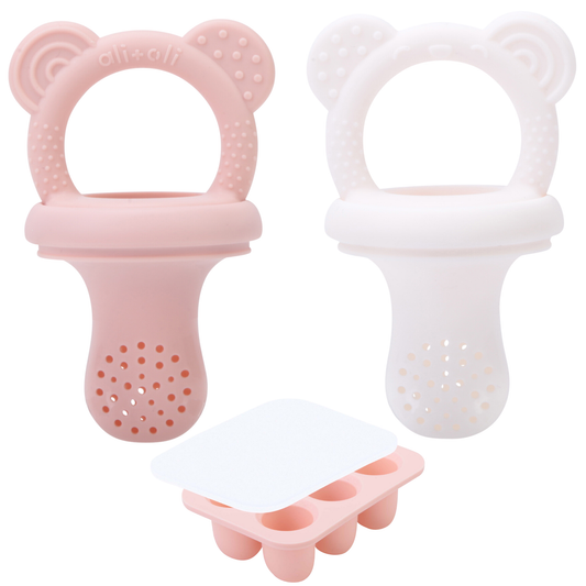 Ali+Oli - Food & Fruit Pacifier Feeder & Freezer Tray (Pink-White) 3pc
