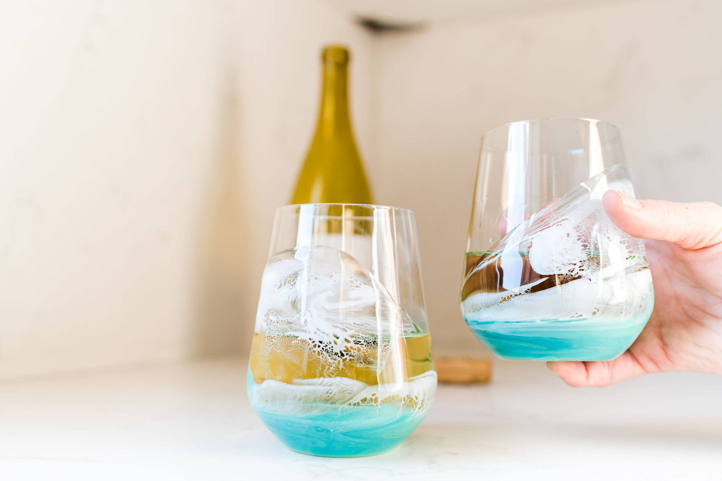 Resin Accented Wine Glasses- Price is per glass -NO TARIFFS!