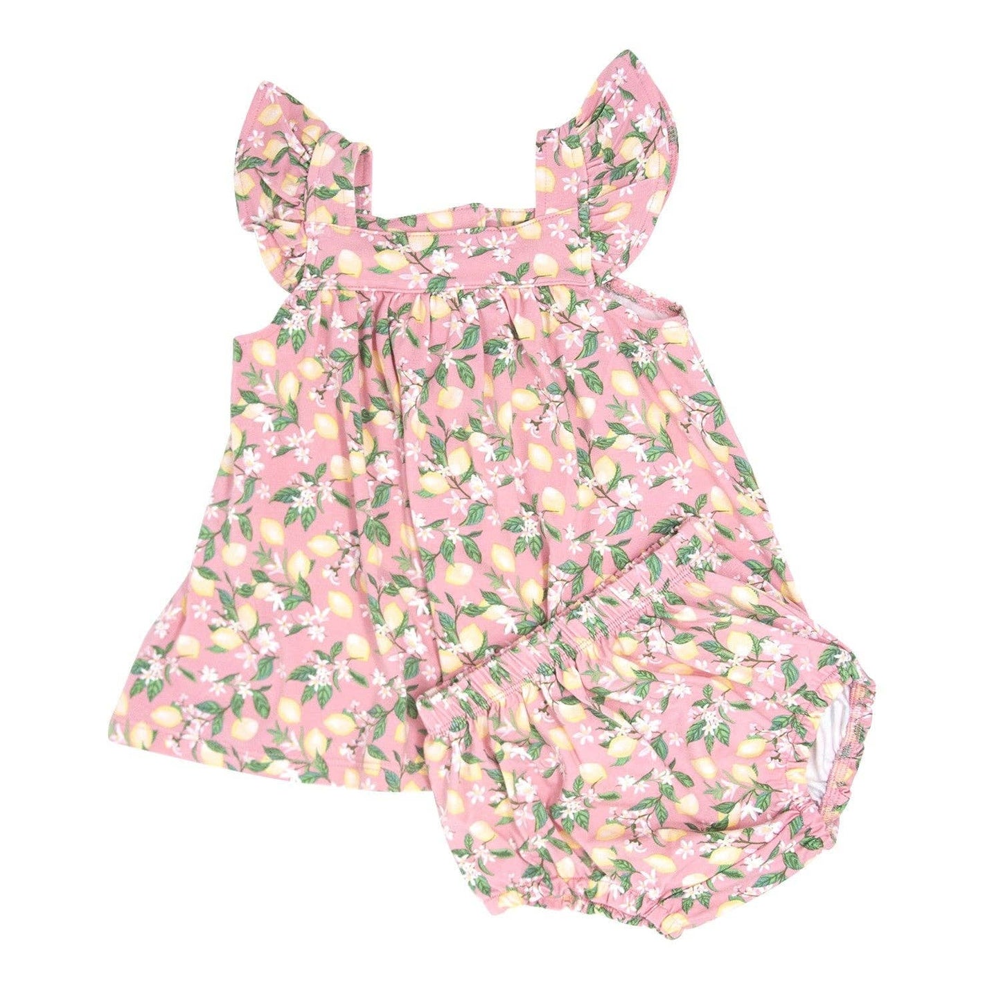 Ruffle Dress & Bloomer - Lemons Pink
