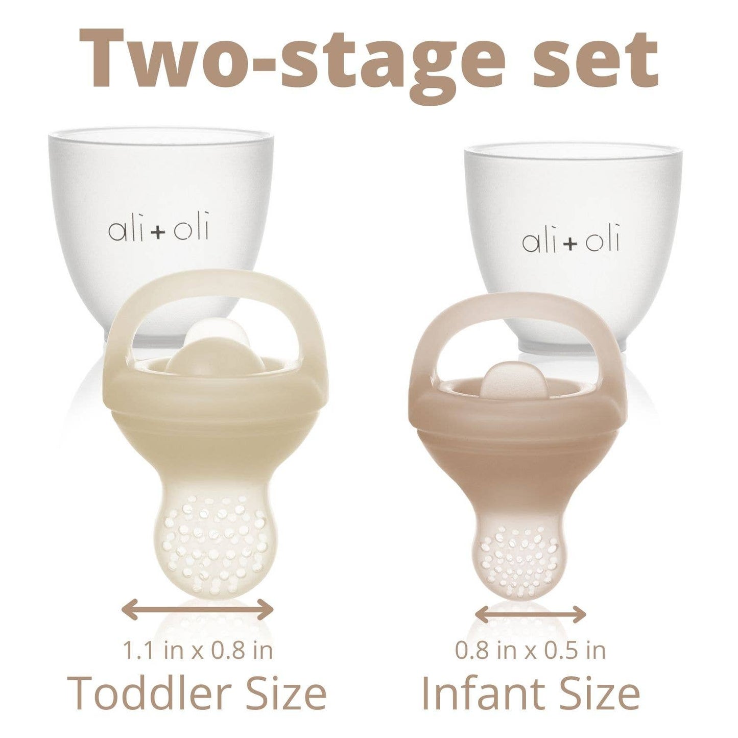 Ali+Oli - Silicone Food & Fruit Feeder (2 sizes) Oat & Coco