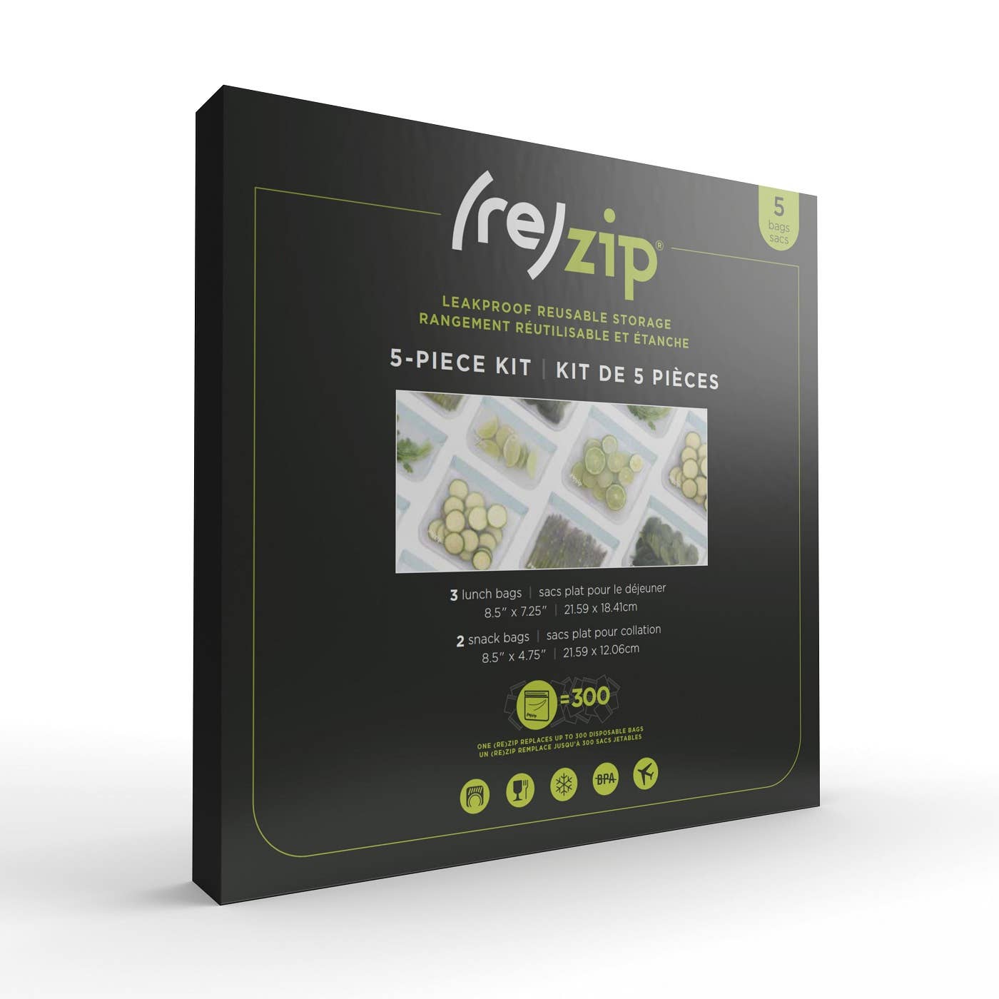 Reusable Flat Storage Bags - 5 Piece Sets