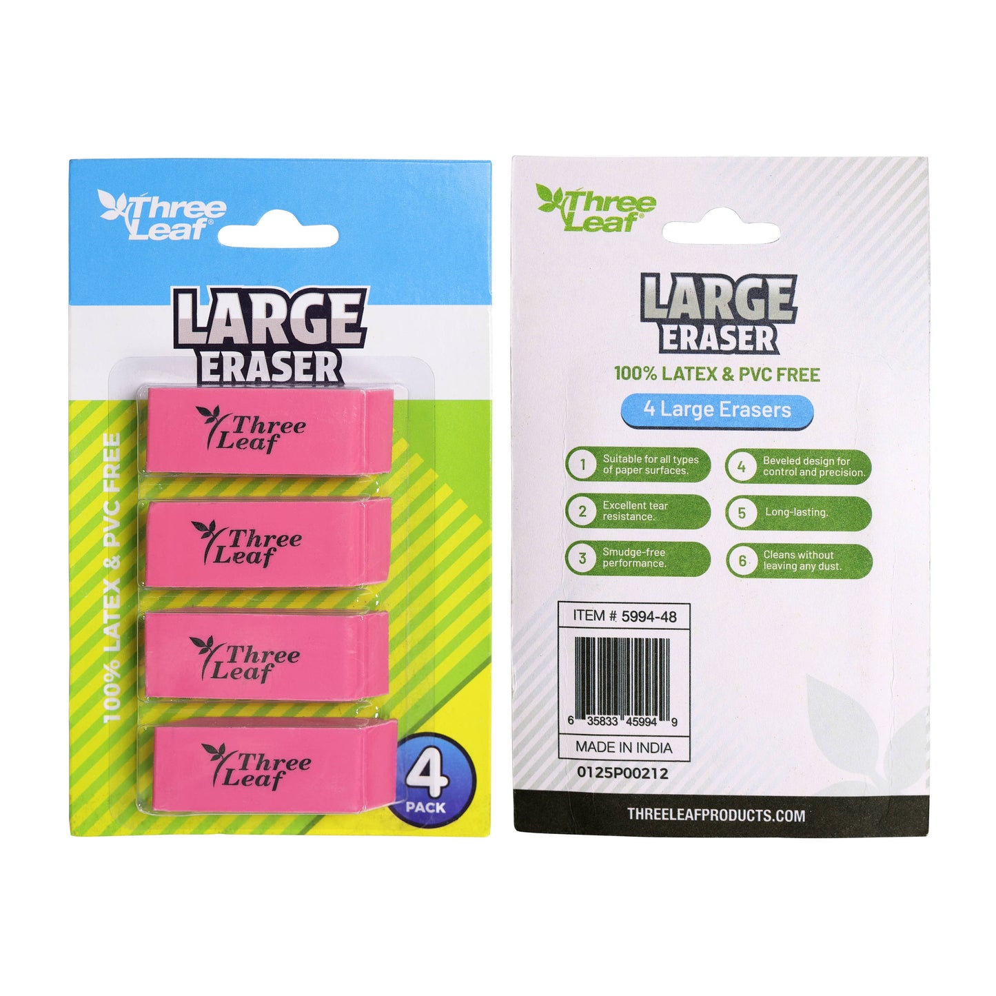 Pink Bevel Eraser - 4 Pack