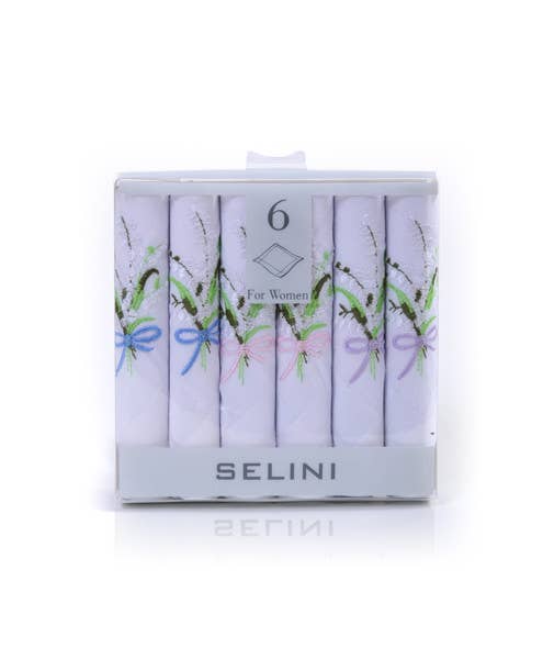 Women's Embroidered Cotton Handkerchief 6pc Box Set