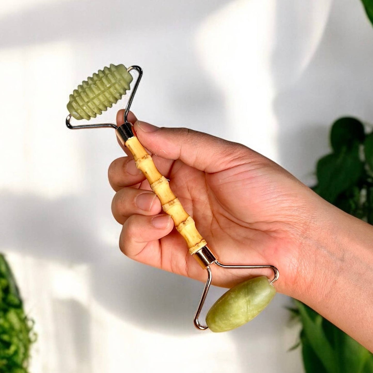 Bamboo Facial Roller | Jade Stone | Earth Day Bestseller