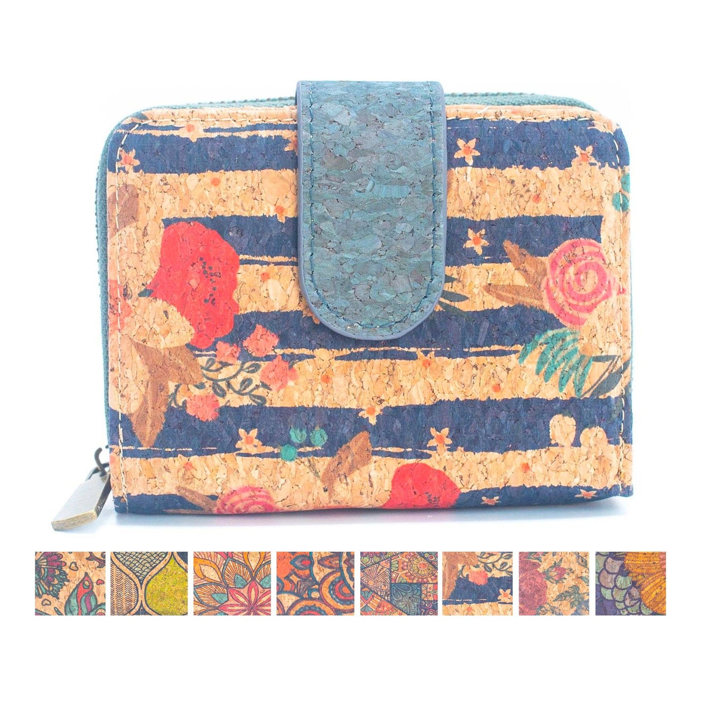 Meninas Bonitas Cork - Natural Cork Printed Women's Short Card Wallet BAG-2238