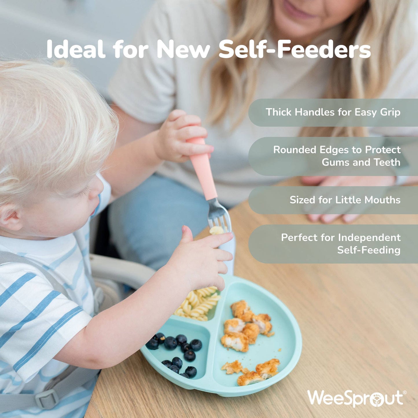 WeeSprout - Stainless Steel Toddler Fork & Spoon Set – 2 Piece