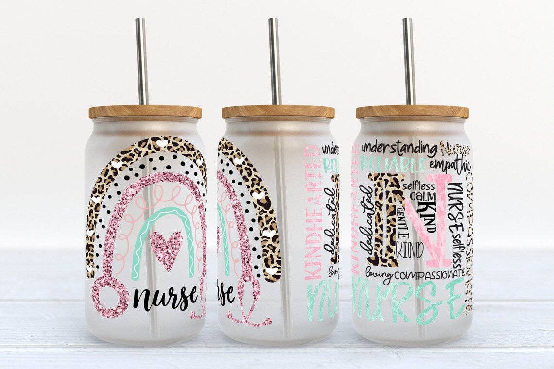 Kate Haven Glass Tumblers for Every Occasion - Nurse Affirmation 16oz Libbey Glass Frosted Tumbler