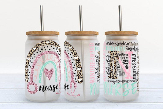 Kate Haven Glass Tumblers for Every Occasion - Nurse Affirmation 16oz Libbey Glass Frosted Tumbler