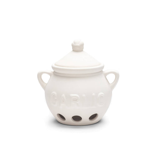 Fox Run Brands - Fox Run Ceramic Garlic Keeper, White, 5.75" x 5.25" x 5.5"