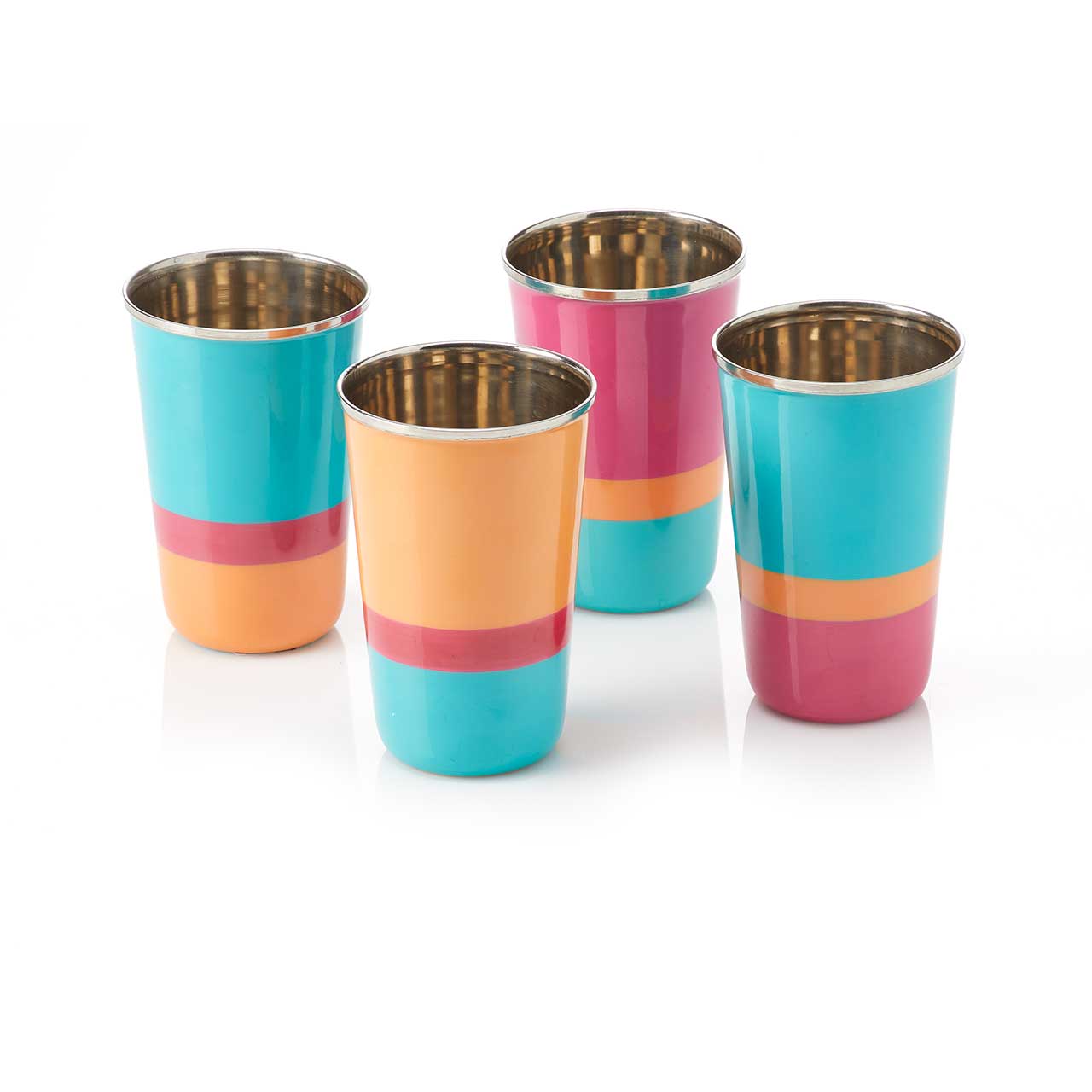 SERRV International - Bright Stripe Stainless Steel Cups - Set of 4