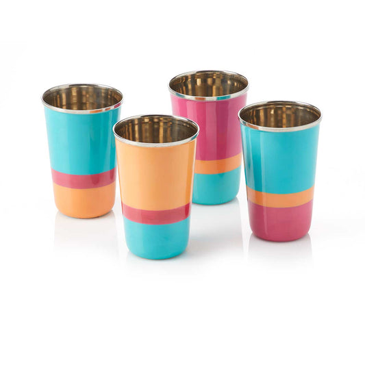 SERRV International - Bright Stripe Stainless Steel Cups - Set of 4