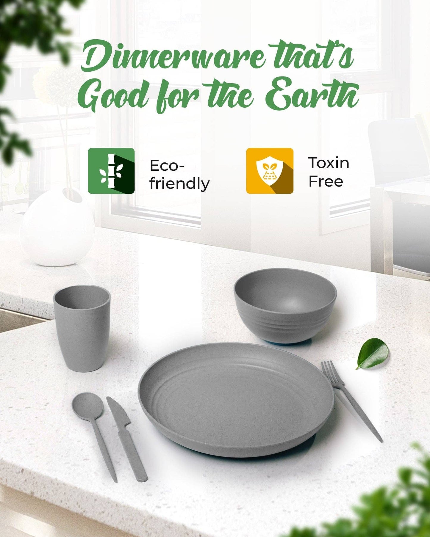 Greendish - Eco-Friendly Wheat Straw Dinnerware Combo Sets Reusable Kit