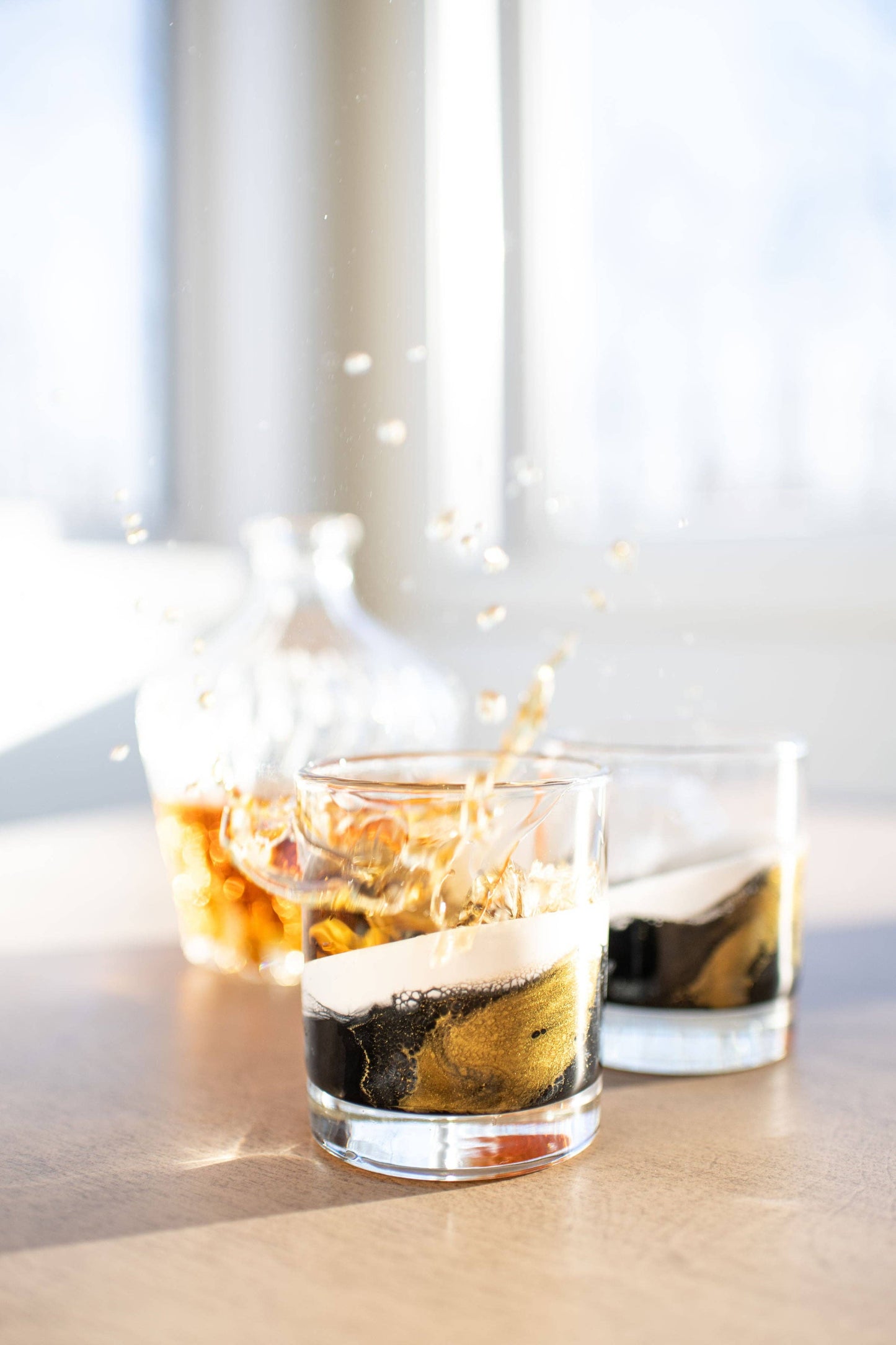 Resin Accented Whisky Glasses-Price is per glass -NO TARIFFS