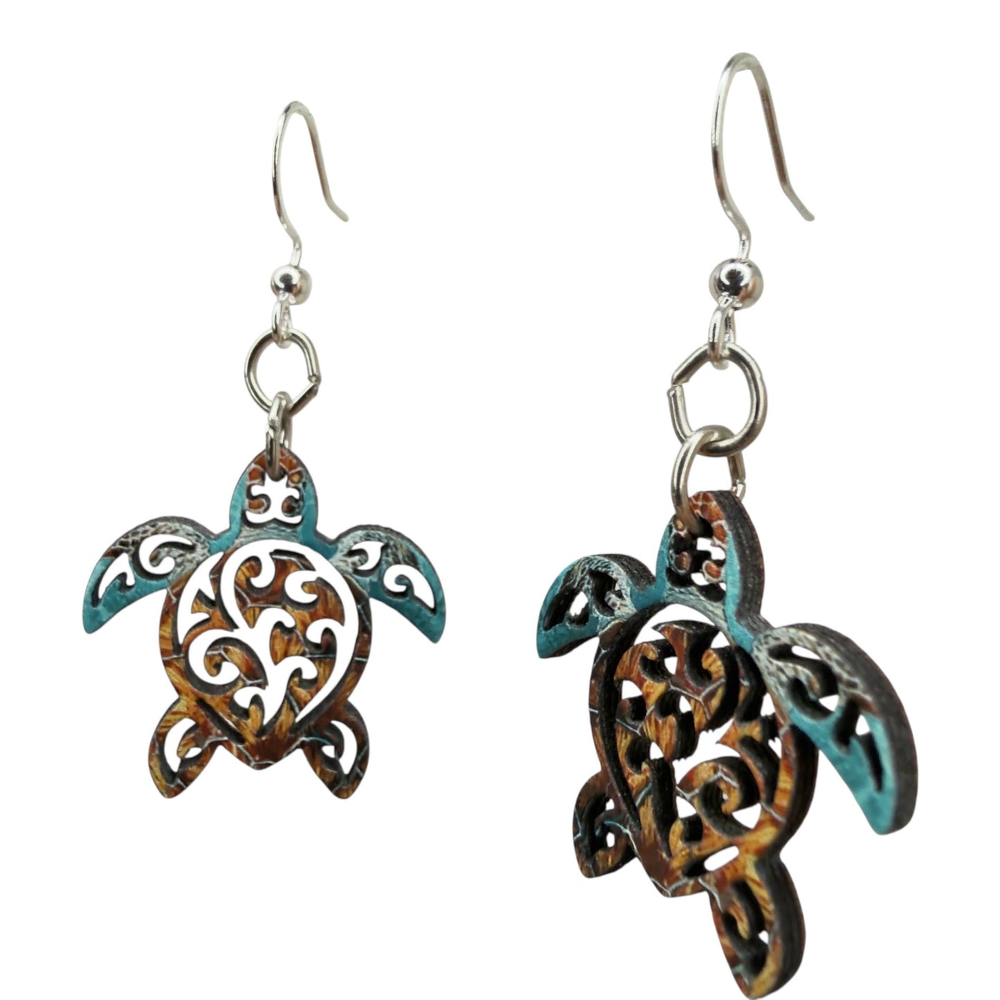 Green Tree Jewelry - Tribal Sea Turtle Earrings #1892