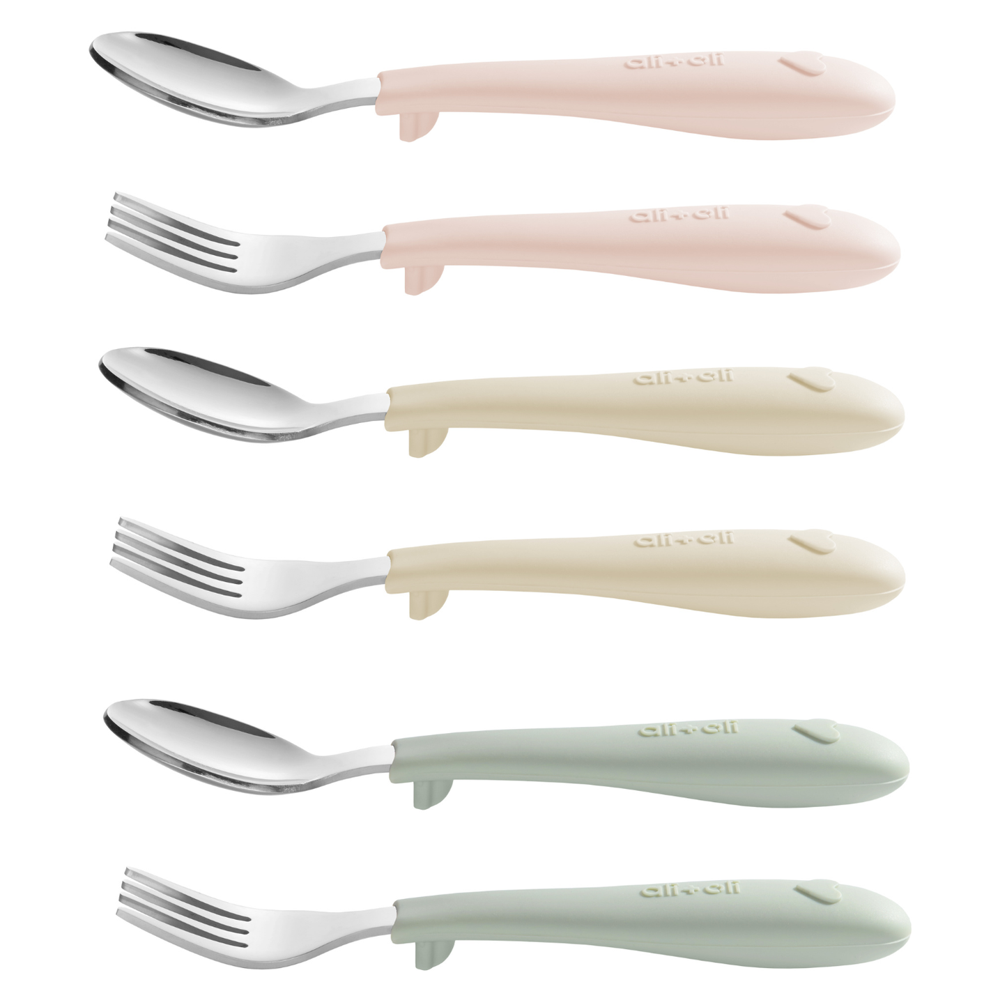 Ali+Oli - Ali+Oli (6pc) Toddler Utensils Set - Stainless Steel (Heart)