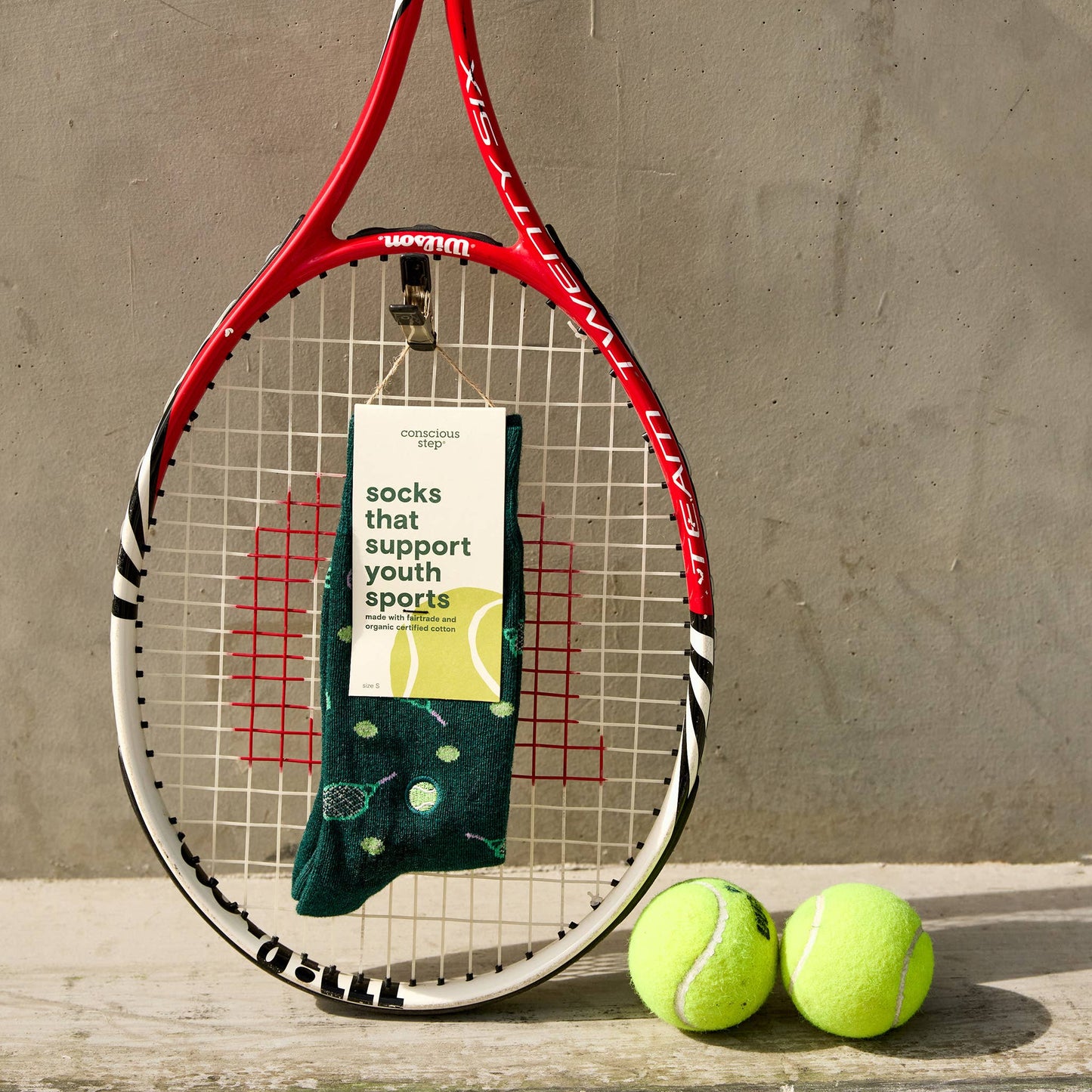 Conscious Step - Socks that Support Youth Sports | Green Tennis Rackets