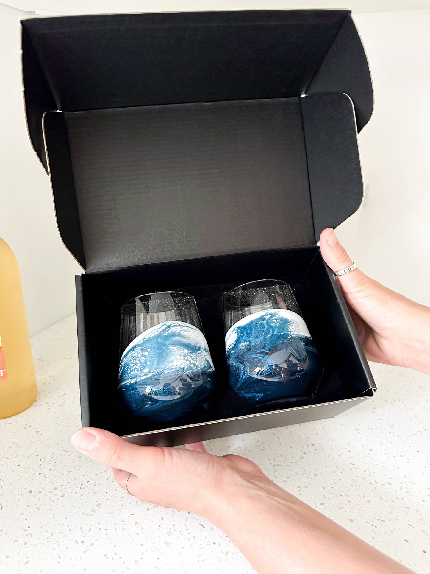 Resin Accented Wine Glasses- Price is per glass -NO TARIFFS!