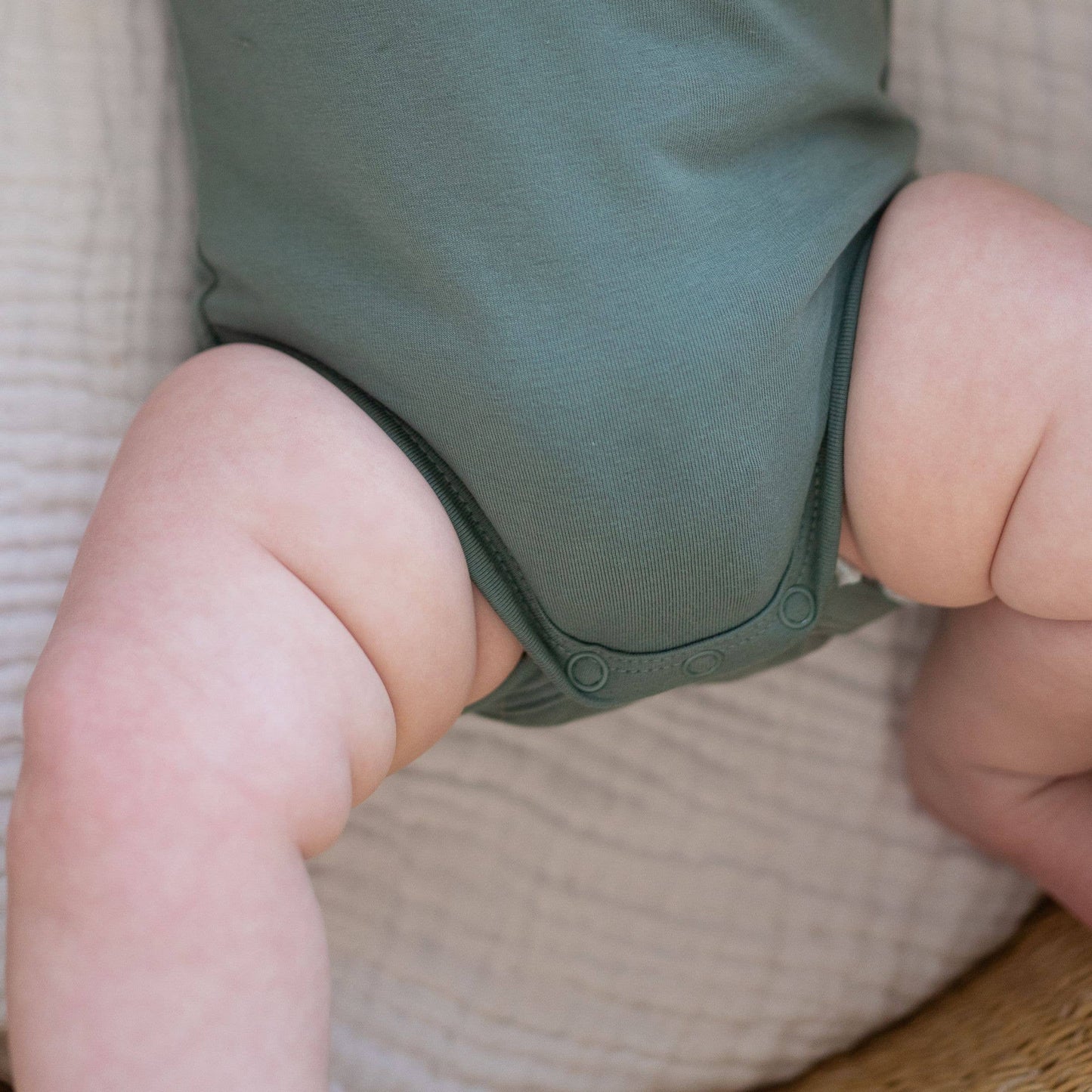 Organic Cotton Short Sleeve Bodysuit  Basil Green