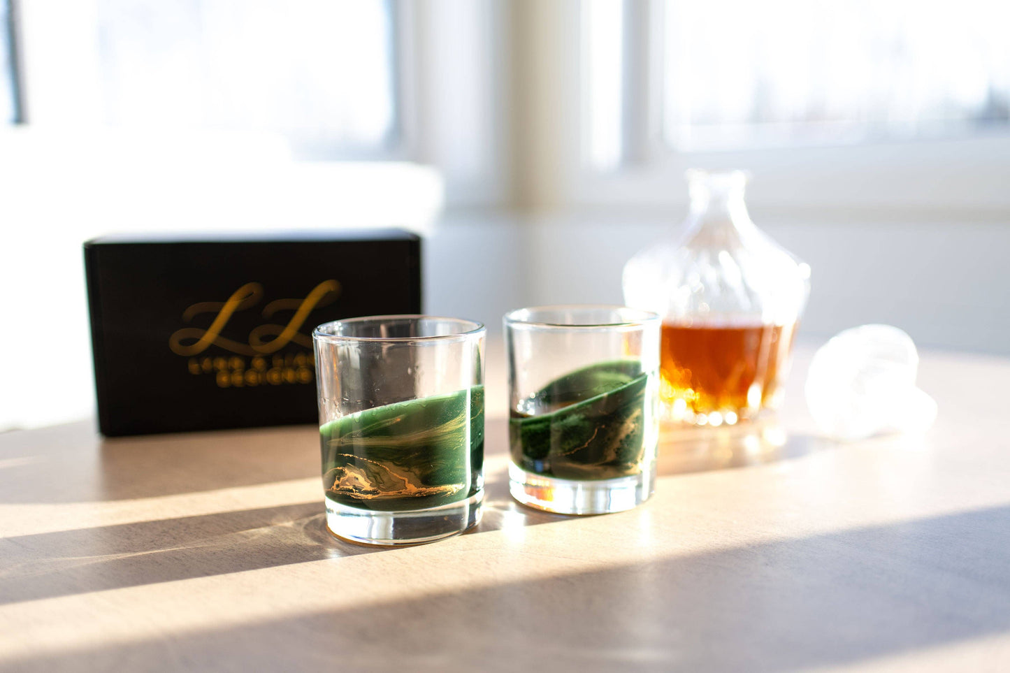 Resin Accented Whisky Glasses-Price is per glass -NO TARIFFS