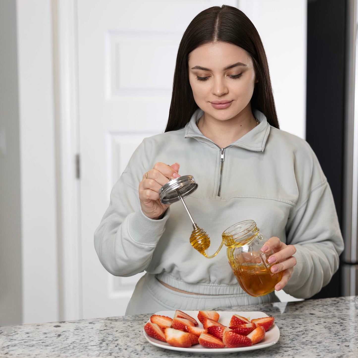 Fox Run Brands - Jarware Mason Jar and Honey Dipper Lid