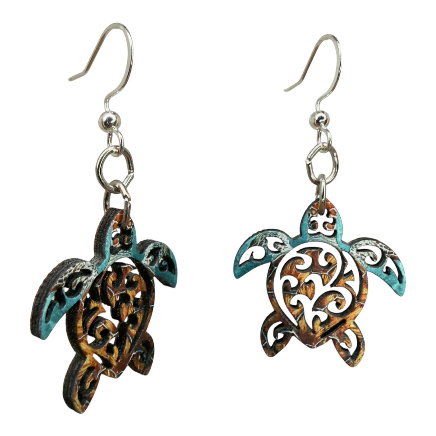 Green Tree Jewelry - Tribal Sea Turtle Earrings #1892