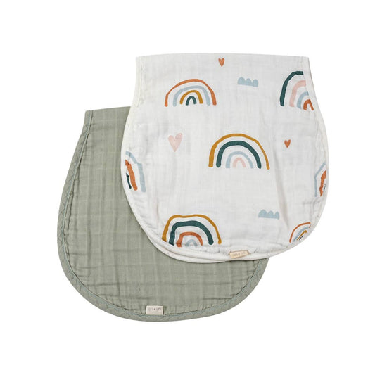 Ali+Oli - Bamboo Muslin Burp Cloth Set 2-Pack (Rainbow/Apple)