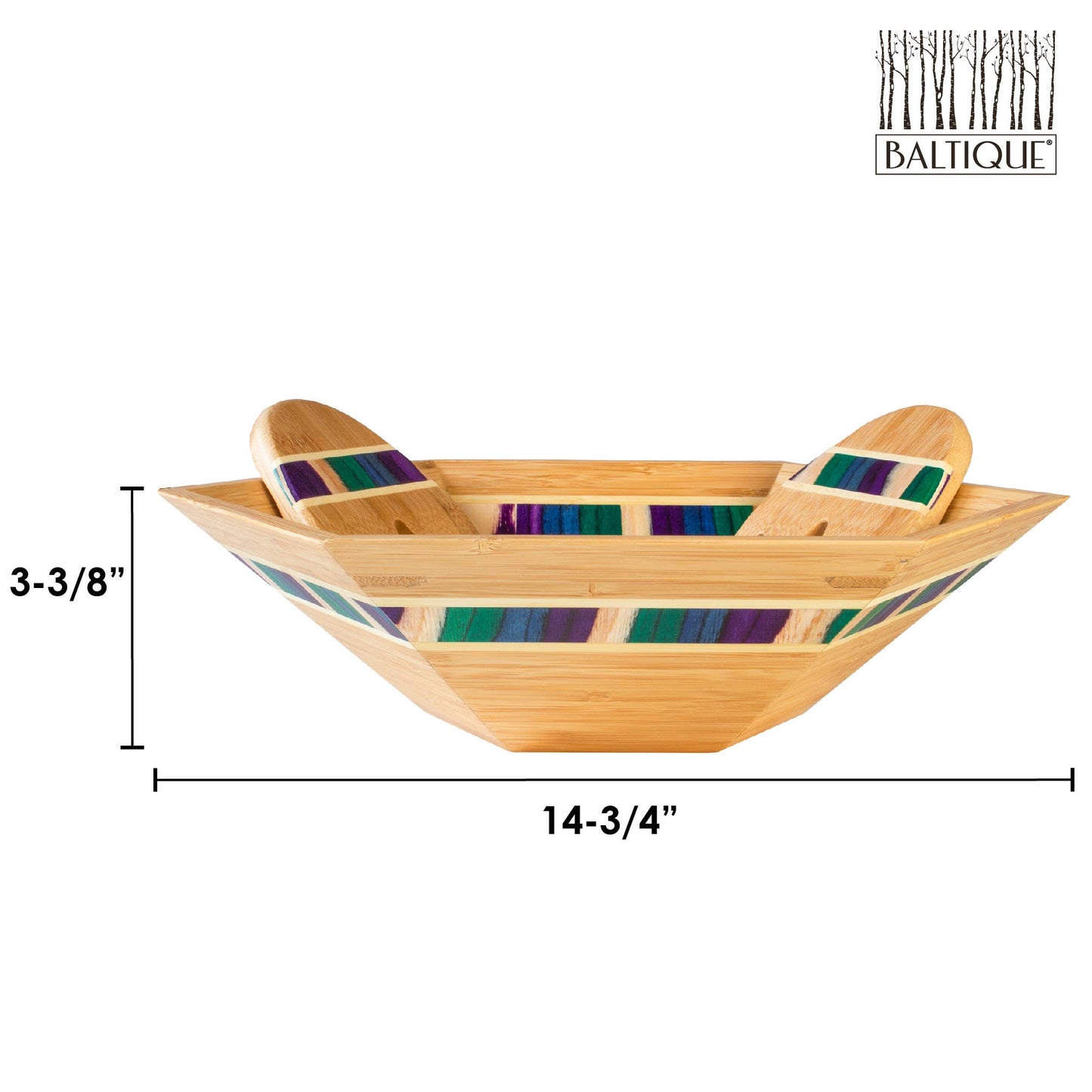 Totally Bamboo - Baltique® Mumbai Collection 14" Salad Bowl with Salad Hands