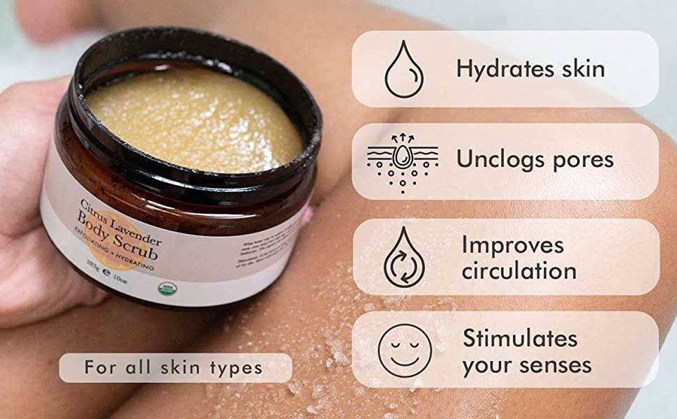 Organic Sugar Body Scrub 10oz (2 Scent Options)