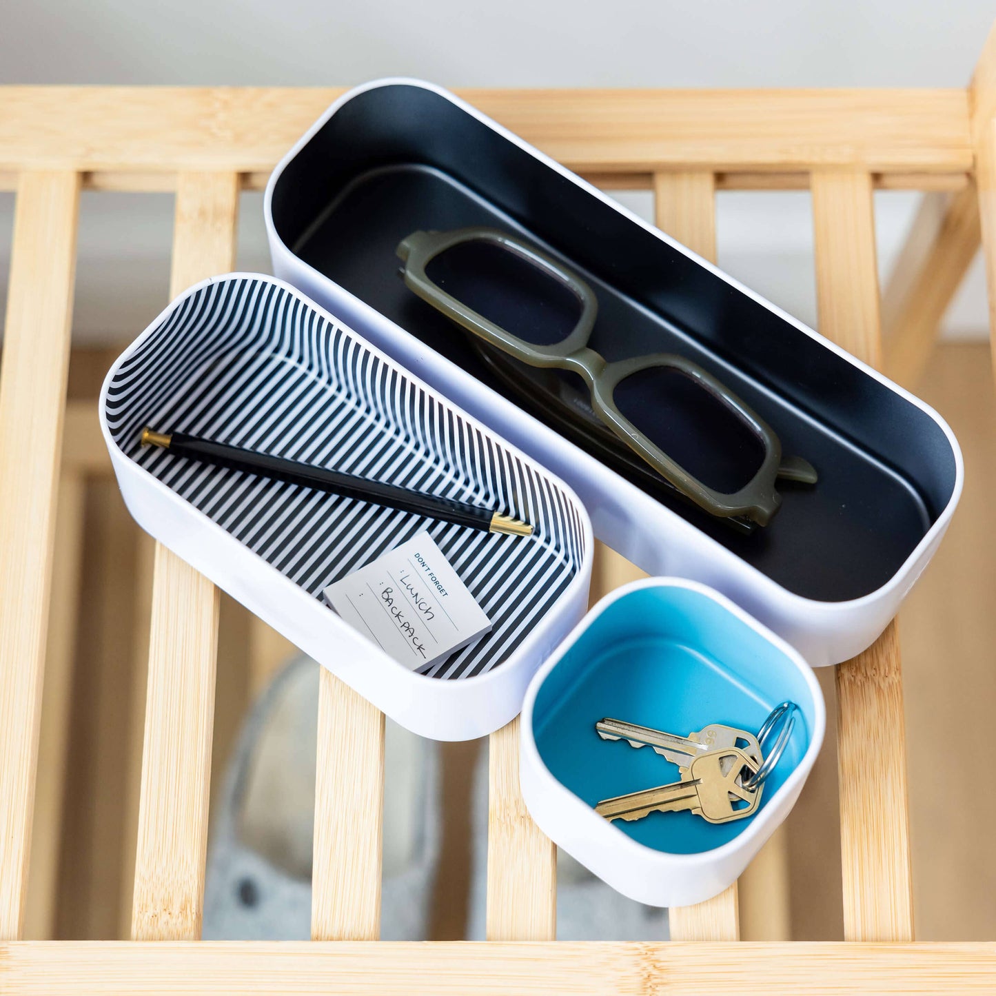 Metal stacking bins + drawer organizers sets of 3 small 2"