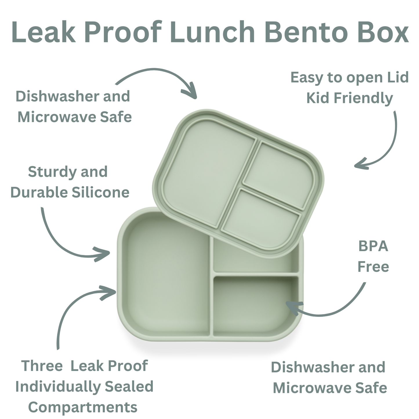 Ali+Oli - Ali+Oli Leakproof Silicone Bento Box (Pine) Back to School