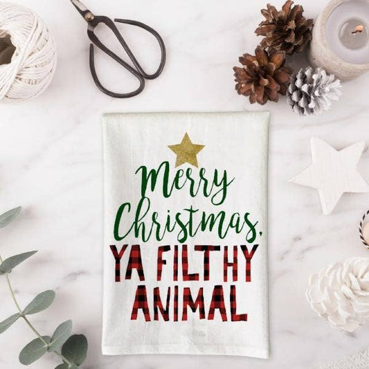 Love You a Latte Shop - Merry Christmas Ya Filthy Animal Kitchen Towel