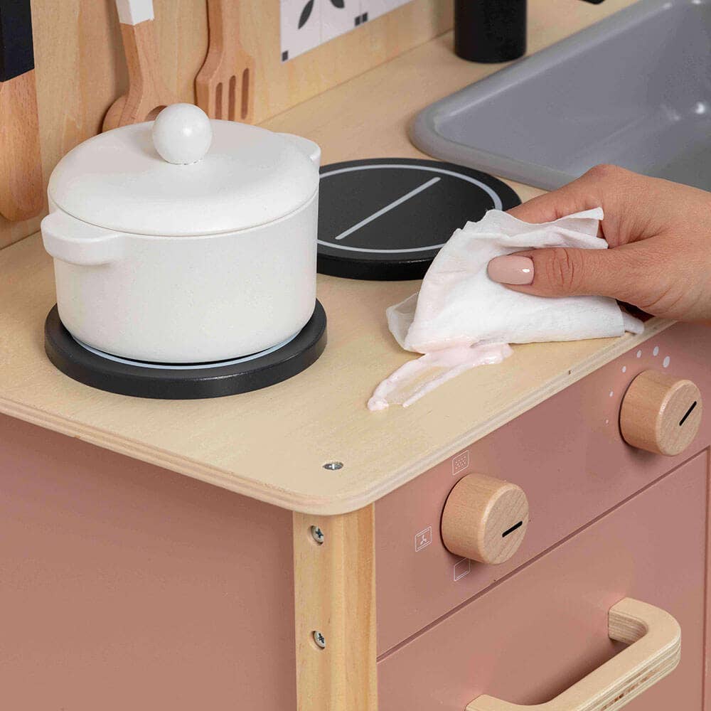Wooden Play Kitchen Set - Montessori Pretend Cooking, Baking